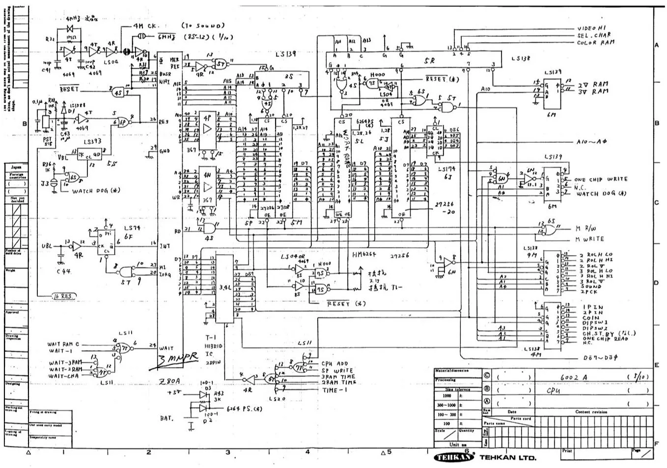Rygar CPU Schematic